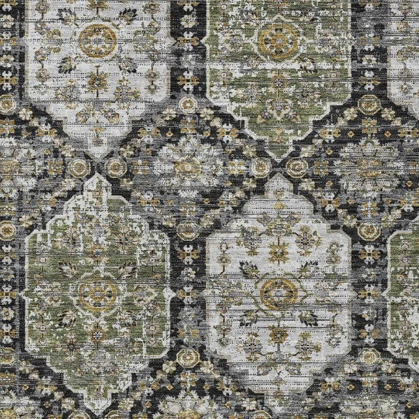 HomeRoots 10 Ft X 14 Ft Damask Polyester Area Rug Stain Resistant for Patio or Living Room 734691