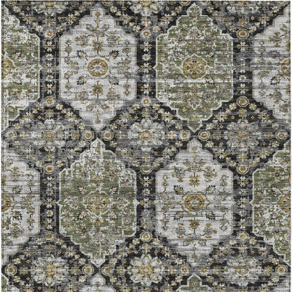 10 Ft X 14 Ft Damask Polyester Area Rug Stain Resistant for Patio or Living Room