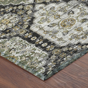 10 Ft X 14 Ft Damask Polyester Area Rug Stain Resistant for Patio or Living Room