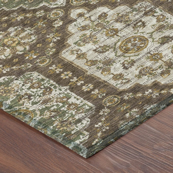 5x8 Damask Polyester Area Rug Stain Resistant Washable for Patio or Living Room