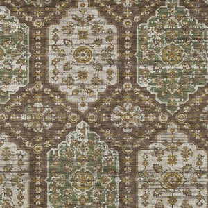 HomeRoots 8 X 10 Chocolate Brown Damask Polyester Rug Stain Resistant Indoor Outdoor Use 734695