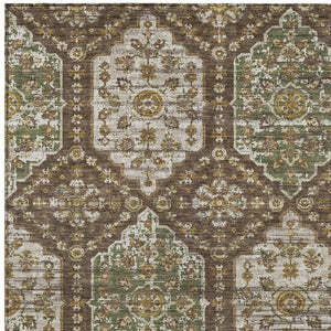 HomeRoots 9 X 12 Damask Polyester Area Rug Washable Stain Resistant for Patio or Living Room 734696