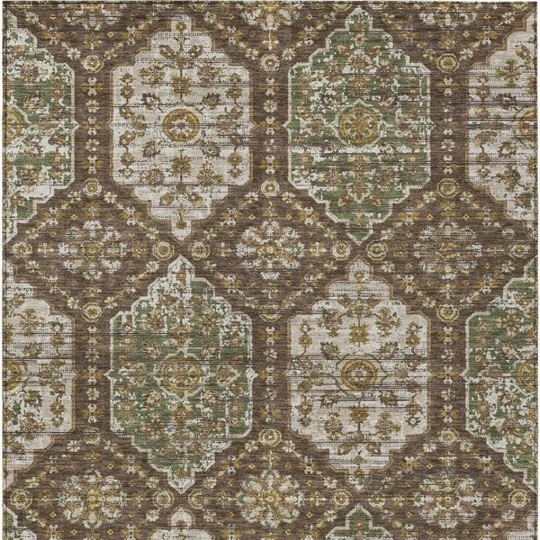 9 X 12 Damask Polyester Area Rug Washable Stain Resistant for Patio or Living Room