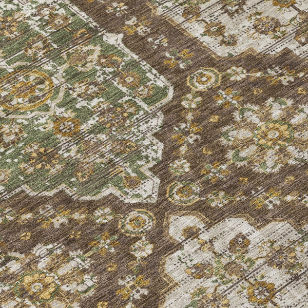 9 X 12 Damask Polyester Area Rug Washable Stain Resistant for Patio or Living Room