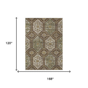 10 X 14 Damask Polyester Area Rug Stain Resistant Indoor Outdoor Living Patio