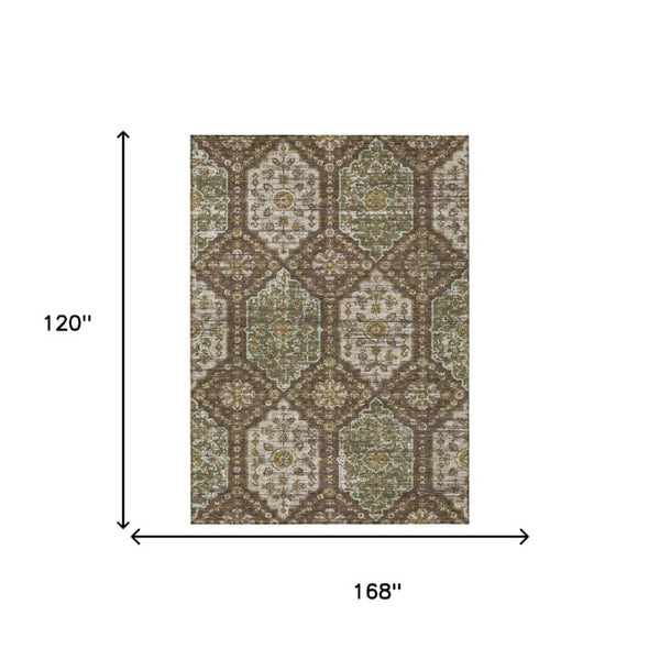10 X 14 Damask Polyester Area Rug Stain Resistant Indoor Outdoor Living Patio
