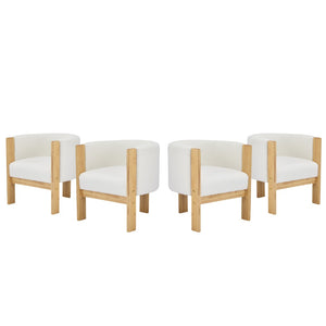 English Elm Upholstered Boucle Dining Armchair Set Rubberwood Frame Modern Minimalist Style N779P341538W-2