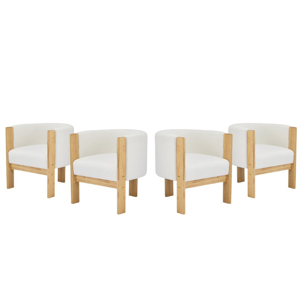 English Elm Upholstered Boucle Dining Armchair Set Rubberwood Frame Modern Minimalist Style N779P341538W-2