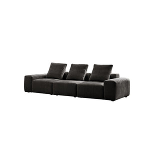 English Elm Luxury Piano Key Chenille Velvet Sofa Solid Wood Frame Three Seat Modern Living Room Grey W1765S00134