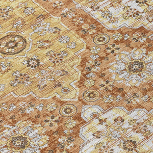 8 Foot Round Damask Polyester Rug Stain Resistant for Patio Kitchen or Family Room