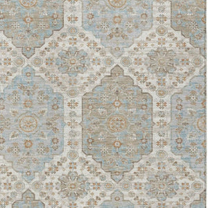 HomeRoots 5 X 8 Ivory Beige Damask Polyester Area Rug Stain Resistant Indoor Outdoor Patio 734705