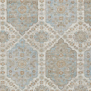 HomeRoots 8 X 10 Ivory Beige Damask Polyester Area Rug Stain Resistant Indoor Outdoor Use 734707