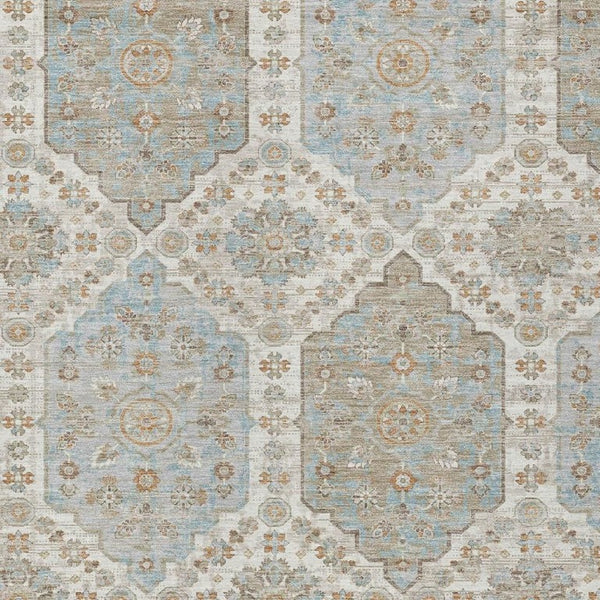 HomeRoots 8 X 10 Ivory Beige Damask Polyester Area Rug Stain Resistant Indoor Outdoor Use 734707