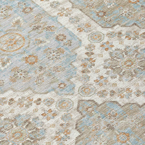 8 X 10 Ivory Beige Damask Polyester Area Rug Stain Resistant Indoor Outdoor Use