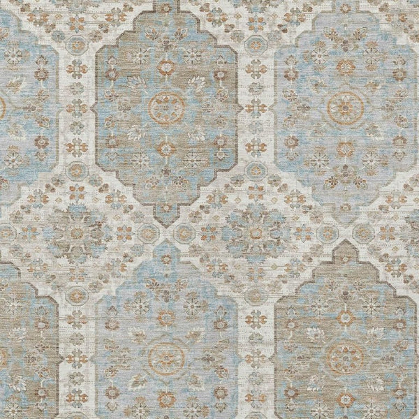 HomeRoots 9 X 12 Ivory Beige Damask Polyester Area Rug Stain Resistant Indoor Outdoor 734708