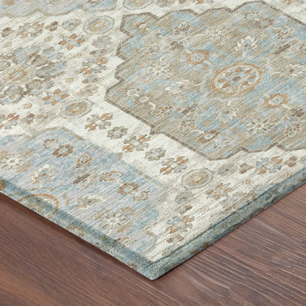 9 X 12 Ivory Beige Damask Polyester Area Rug Stain Resistant Indoor Outdoor