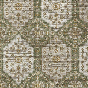 HomeRoots 5 X 8 Olive Damask Polyester Area Rug Washable Stain Resistant Indoor Outdoor 734711