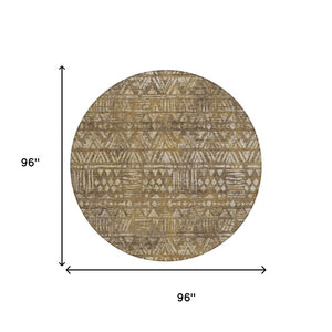 8 Foot Round Geometric Polyester Area Rug Washable and Pet Friendly Indoor Outdoor