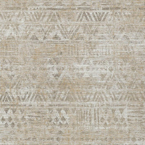 HomeRoots 5x8 Ivory Beige Geometric Polyester Rug Washable Stain Resistant Indoor Outdoor Use 734747