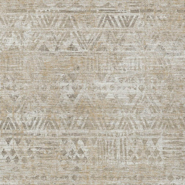 HomeRoots 5x8 Ivory Beige Geometric Polyester Rug Washable Stain Resistant Indoor Outdoor Use 734747