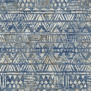 HomeRoots 10 X 14 Navy Geometric Polyester Area Rug Washable Stain Resistant Indoor Outdoor Use 734757