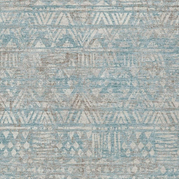 HomeRoots 5 X 8 Teal Pewter Geometric Polyester Washable Rug for Patio Porch or Living Room 734765