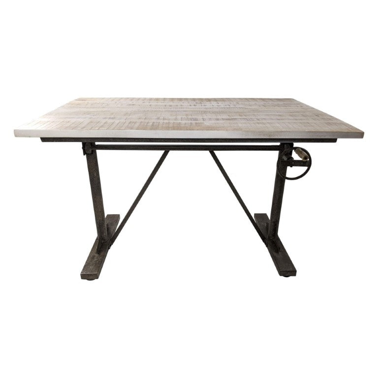 Adjustable Sit Stand Desk Solid Wood Iron Frame Modern Home Office Workstation