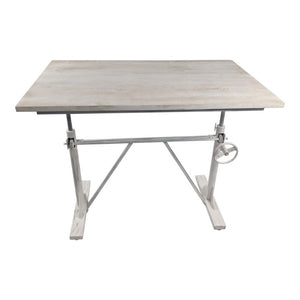 HomeRoots Adjustable Antiqued Trestle Standing Desk Solid Wood Iron Frame Home Office 734772