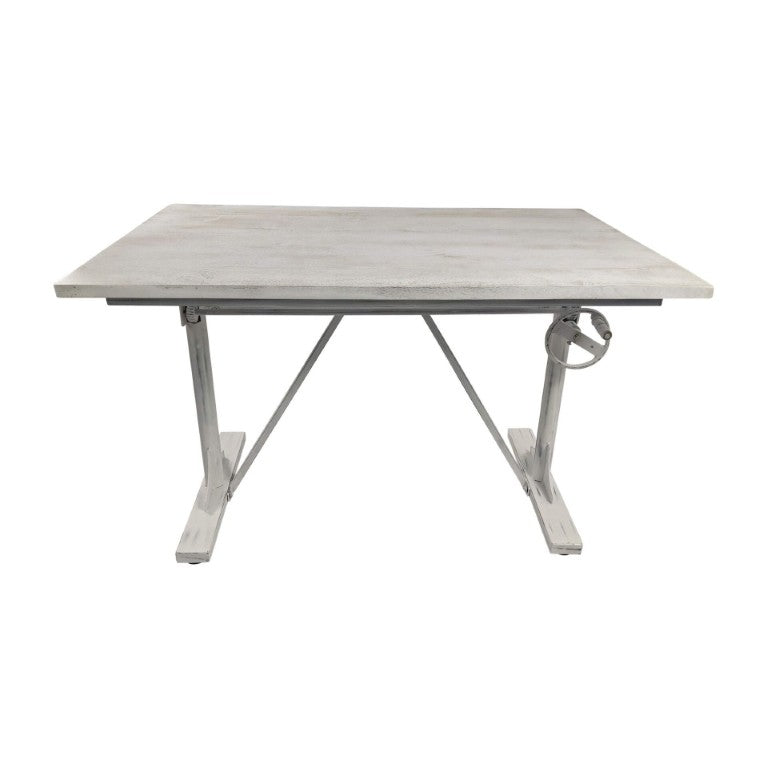 HomeRoots Adjustable Antiqued Trestle Standing Desk Solid Wood Iron Frame Home Office 734772