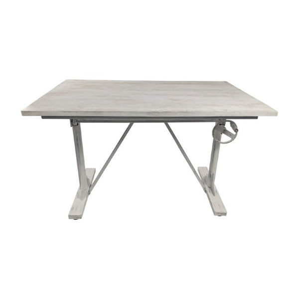 Adjustable Antiqued Trestle Standing Desk Solid Wood Iron Frame Home Office