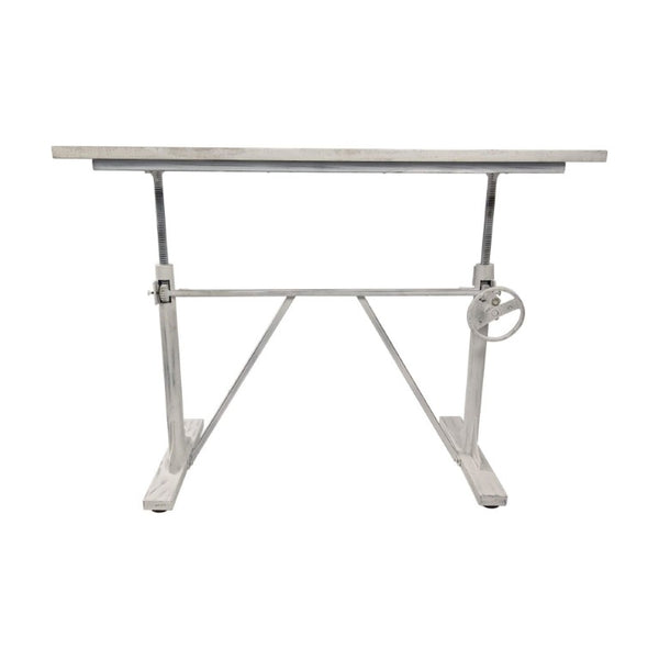 Adjustable Antiqued Trestle Standing Desk Solid Wood Iron Frame Home Office