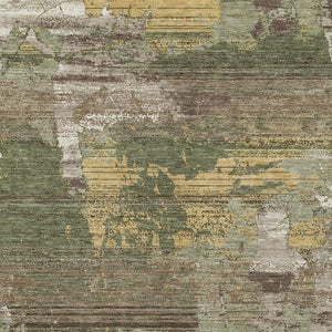 HomeRoots 8x10 Abstract Olive Washable Polyester Area Rug for Indoor Outdoor Living Spaces 734794