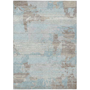 5x8 Sky Blue Abstract Polyester Area Rug Washable Stain Resistant Indoor Outdoor