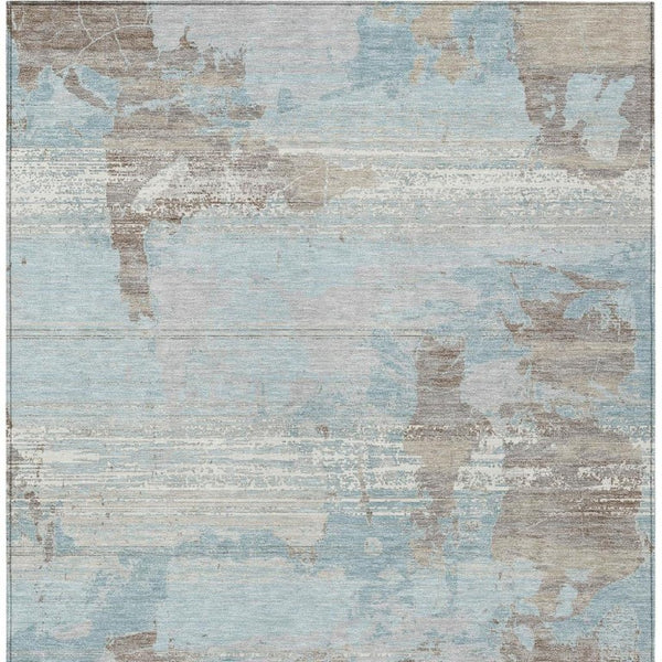 5x8 Sky Blue Abstract Polyester Area Rug Washable Stain Resistant Indoor Outdoor