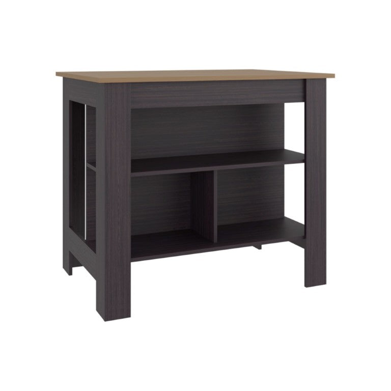 HomeRoots 28 Inch Solid Wood Kitchen Island with Storage Shelving for Compact Culinary Spaces 734809