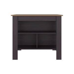 28 Inch Solid Wood Kitchen Island with Storage Shelving for Compact Culinary Spaces