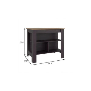28 Inch Solid Wood Kitchen Island with Storage Shelving for Compact Culinary Spaces