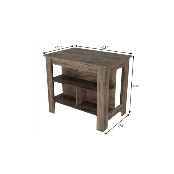 28 Inch Brown Solid Wood Kitchen Island with Storage for Compact Cooking Spaces