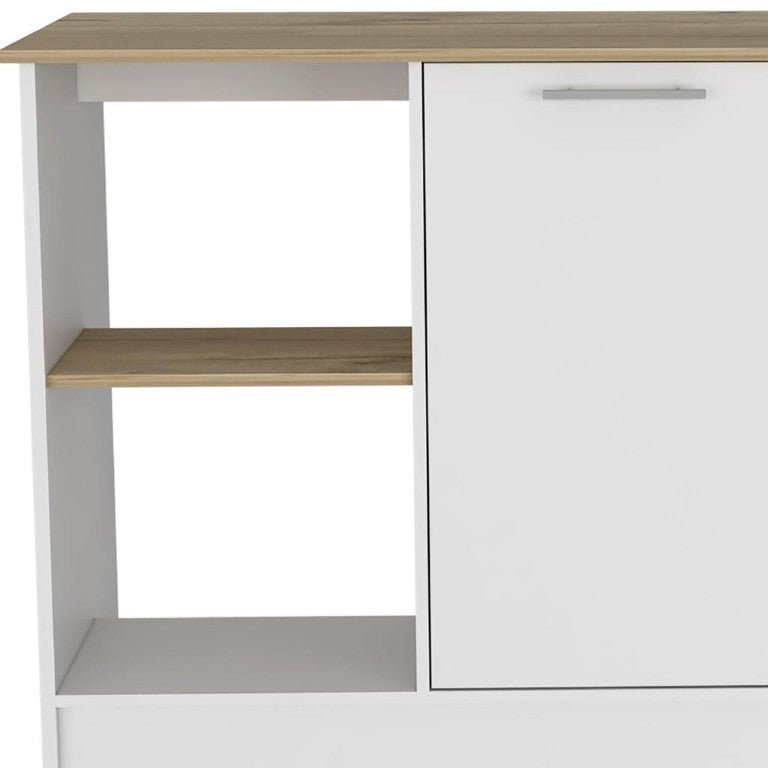 HomeRoots 25 Inch White Solid Wood Kitchen Island with Storage for Compact Cooking Spaces 734812