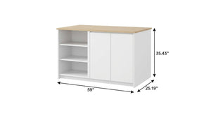 25 Inch White Solid Wood Kitchen Island with Storage for Compact Cooking Spaces