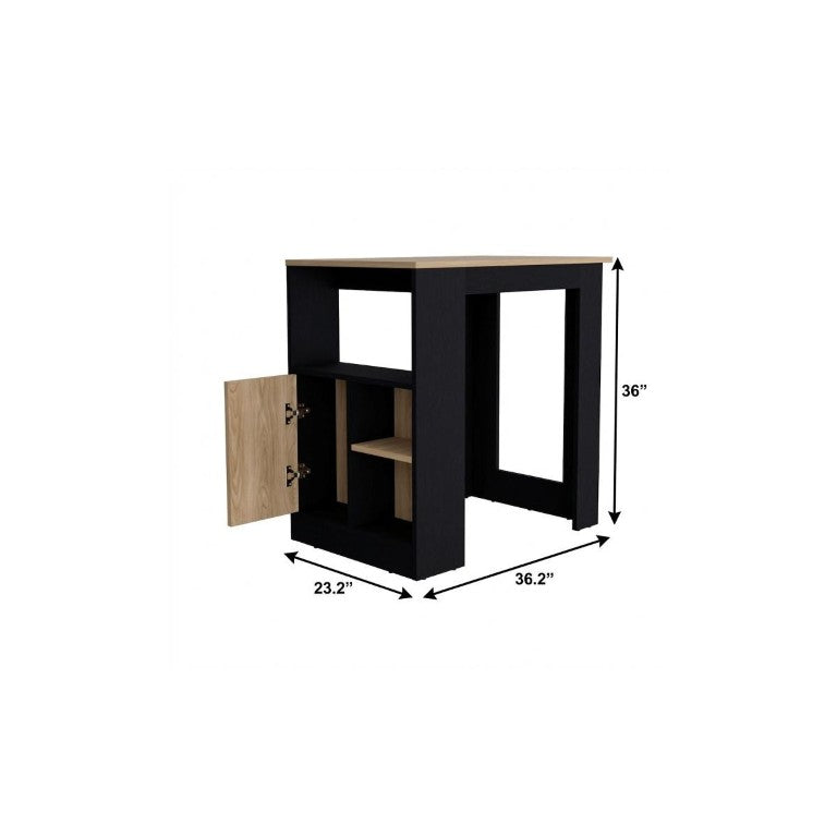 HomeRoots 23 Inch Black Solid Wood Kitchen Island with Storage for Compact Cooking Spaces 734814