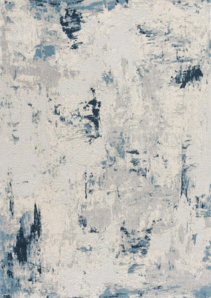 9 X 13 Blue Cream Abstract Polypropylene Area Rug Stain Resistant Modern Living