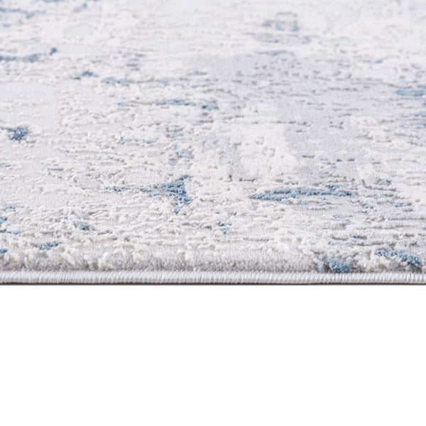 9 X 13 Blue Cream Abstract Polypropylene Area Rug Stain Resistant Modern Living