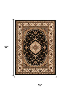 5x7 Abstract Polypropylene Area Rug Stain Resistant Modern Black Beige Living Room