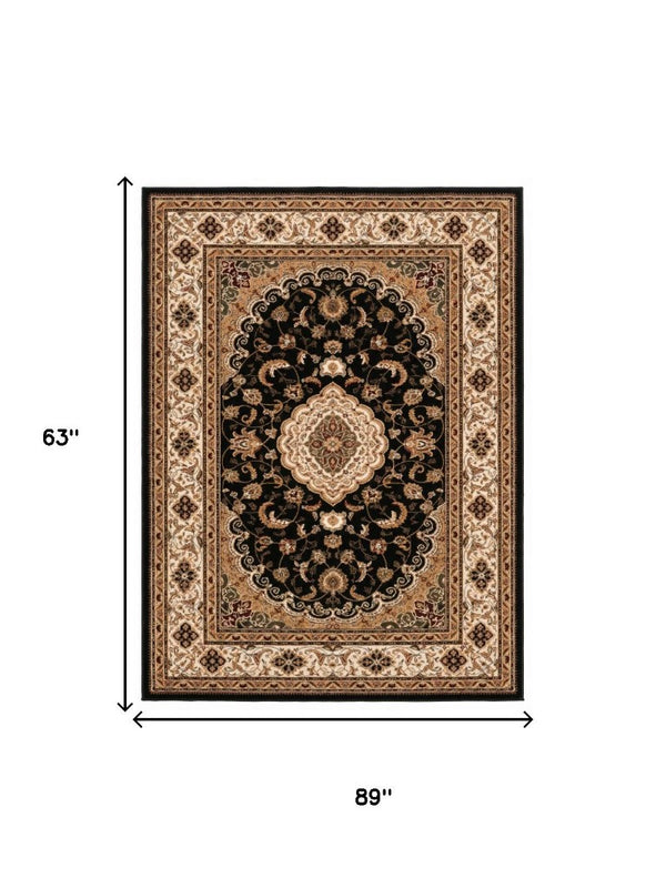 5x7 Abstract Polypropylene Area Rug Stain Resistant Modern Black Beige Living Room