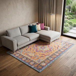 9 X 12 Abstract Area Rug in Rust and Pink Polypropylene Stain Resistant Weave