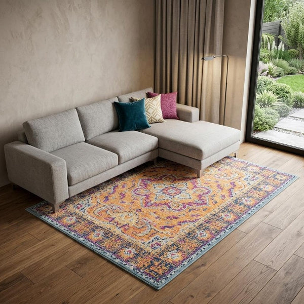 9 X 12 Abstract Area Rug in Rust and Pink Polypropylene Stain Resistant Weave