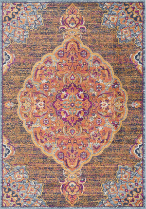 9 X 12 Abstract Area Rug in Rust and Pink Polypropylene Stain Resistant Weave