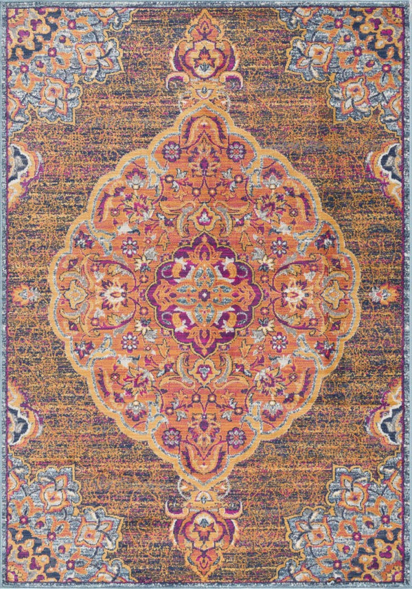 9 X 12 Abstract Area Rug in Rust and Pink Polypropylene Stain Resistant Weave