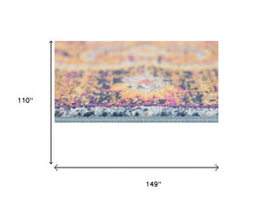 9 X 12 Abstract Area Rug in Rust and Pink Polypropylene Stain Resistant Weave